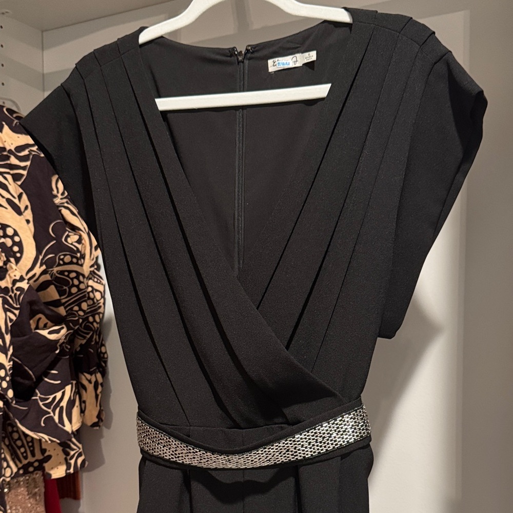 Eliza J Black and Silver Jumpsuit